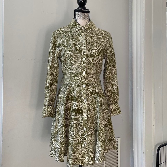 NWT Zara Paisley Print Wrap Dress in Green and Khaki Size L - Picture 8 of 9